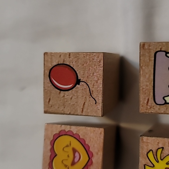 Set of 5 Mini Celebration Wooden Rubber Stamps - Picture 4 of 7